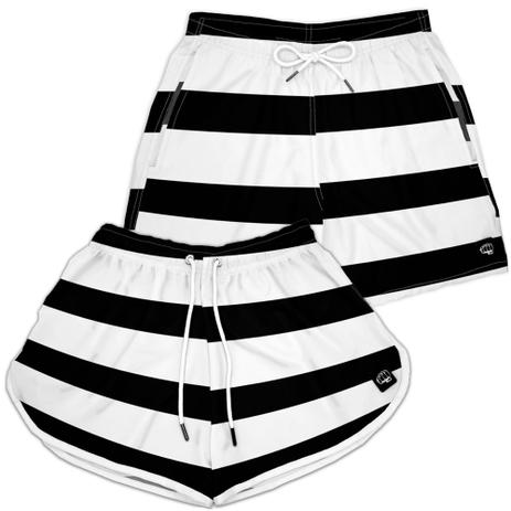 short listrado branco e preto