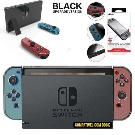 Kit Case Nintendo Switch de Acrílico Preto (Fumê) compatível com Dock + Película - Bd cases Menor preço em Kit Case Nintendo Switch de Acrílico Preto (Fumê) compatível com Dock + Película - Bd cases