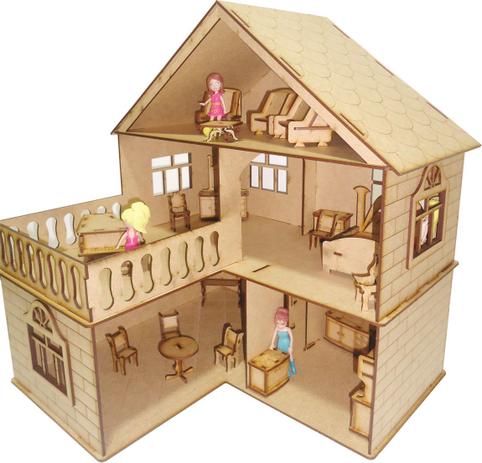 Kit Casinha Bonecas + 21 Móveis Polly July Natural - Darama Menor preço em Kit Casinha Bonecas + 21 Móveis Polly July Natural - Darama