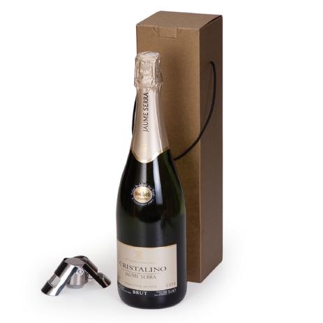 Kit Cava Cristalino brut 750ml + tampa para espumante - Shop quality Menor preço em Kit Cava Cristalino brut 750ml + tampa para espumante - Shop quality