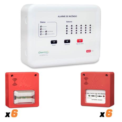 Kit Central Incêndio Segurimax 12 Setores + 6 Sinalizadores + 6 Acionadores Menor preço em Kit Central Incêndio Segurimax 12 Setores + 6 Sinalizadores + 6 Acionadores