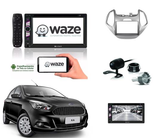Kit Central Multimidia Dvd Novo Ford Ka + Moldura + Camera - E-tech Menor preço em Kit Central Multimidia Dvd Novo Ford Ka + Moldura + Camera - E-tech