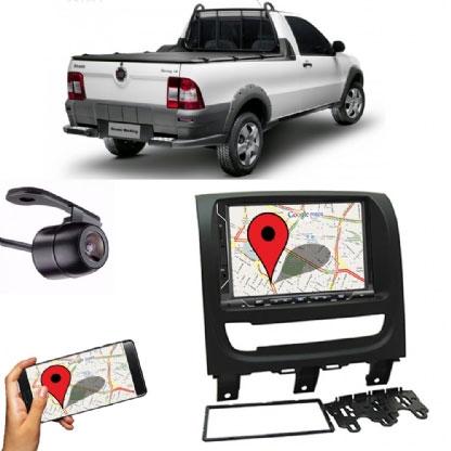 Kit Central Multimídia FIT + Moldura 2 Din Fiat Strada 2013 + Câmera Ré - Central envolve fit Menor preço em Kit Central Multimídia FIT + Moldura 2 Din Fiat Strada 2013 + Câmera Ré - Central envolve fit