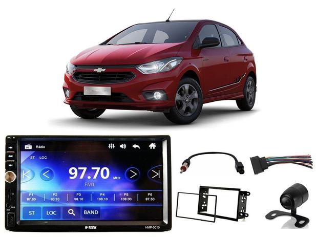 Kit Central Multimídia H-tech HMP-5010 C/ Câmera de ré + Chicotes e Moldura 2 din p/ Onix 2012/2018 Menor preço em Kit Central Multimídia H-tech HMP-5010 C/ Câmera de ré + Chicotes e Moldura 2 din p/ Onix 2012/2018