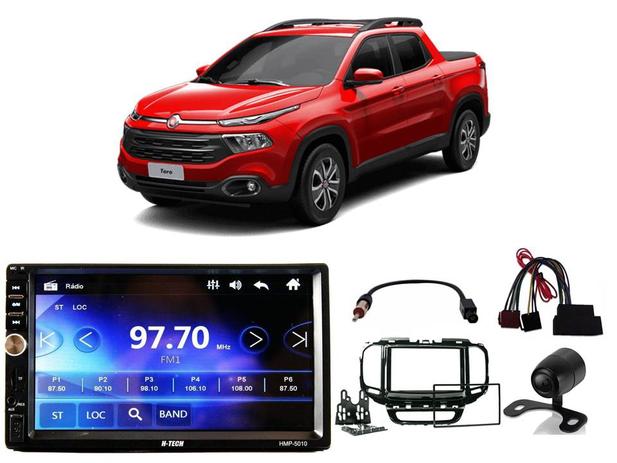 Kit Central Multimídia H-tech HMP-5010 c/ Moldura 2 din + Câmera de Ré e Chicotes p/ Toro 2016/2019 Menor preço em Kit Central Multimídia H-tech HMP-5010 c/ Moldura 2 din + Câmera de Ré e Chicotes p/ Toro 2016/2019
