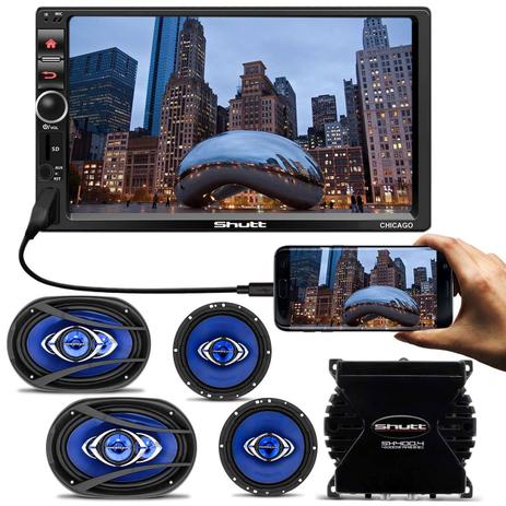 Kit Central Multimídia Shutt Chicago 7” Bluetooth Android IOS + Kit Fácil Hurricane + Módulo 400W é boa?