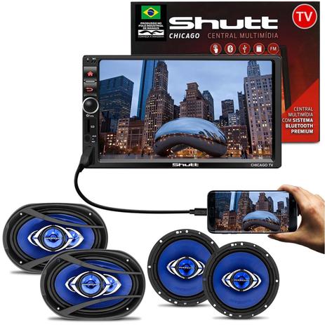 Kit Central Multimídia Shutt Chicago TV 7 Pol Bluetooth Tv Digital Touch USB + Kit Fácil Hurricane - Prime é boa?