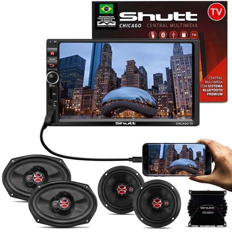 Kit Central Multimídia Shutt Chicago TV 7 Pol Bluetooth Tv Digital USB + Kit Fácil Foxer + Módulo - Prime é boa?