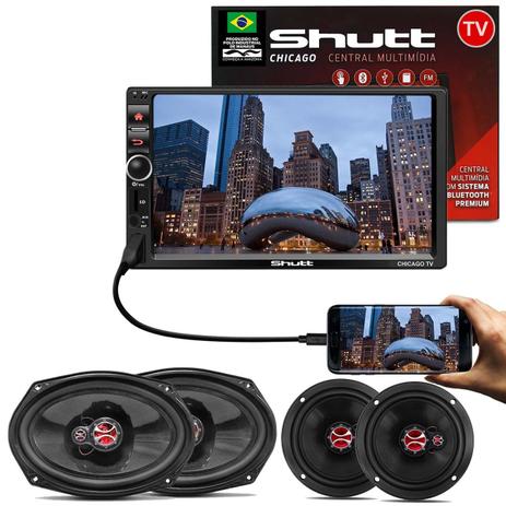 Kit Central Multimídia Shutt Chicago TV 7 Pol Led Bluetooth Tv Digital Touch USB + Kit Fácil Foxer - Prime é boa?