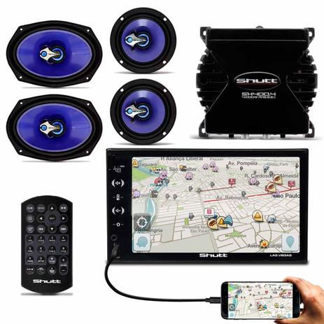 Kit Central Multimídia Shutt Las Vegas 7” Bluetooth USB android IOS + Kit Fácil Shutt + Módulo 400W Menor preço em Kit Central Multimídia Shutt Las Vegas 7” Bluetooth USB android IOS + Kit Fácil Shutt + Módulo 400W