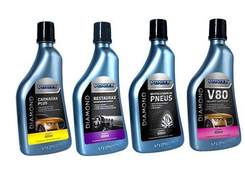 Kit Cera Carnauba + Selante Pinturav80 + Restaurax + Pneu Pr - Vonixx Menor preço em Kit Cera Carnauba + Selante Pinturav80 + Restaurax + Pneu Pr - Vonixx