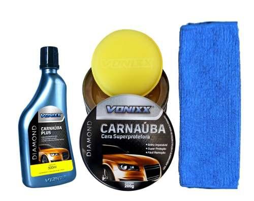 Kit Cera De Carnaúba Plus + Super Protetora + Pano Carros - Vonixx Menor preço em Kit Cera De Carnaúba Plus + Super Protetora + Pano Carros - Vonixx