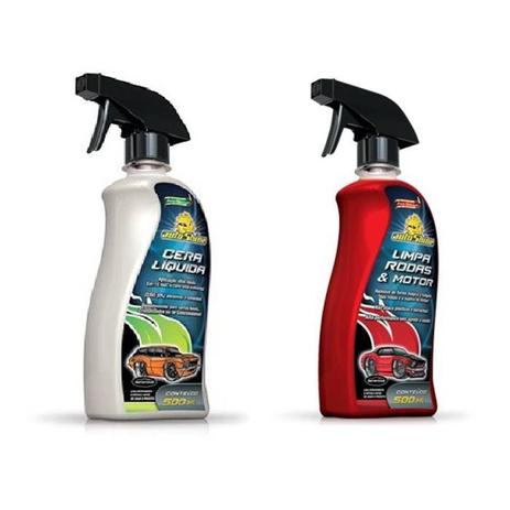 Kit Cera Liquida 500ml Autoshine + Limpa Rodas e Motor 500ml Autoshine Menor preço em Kit Cera Liquida 500ml Autoshine + Limpa Rodas e Motor 500ml Autoshine