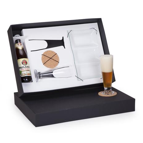 Kit Cerveja Alemã Paulaner 500ml + 2 tulipas 2 porta copos e 1 petisqueira - Shop quality Menor preço em Kit Cerveja Alemã Paulaner 500ml + 2 tulipas 2 porta copos e 1 petisqueira - Shop quality