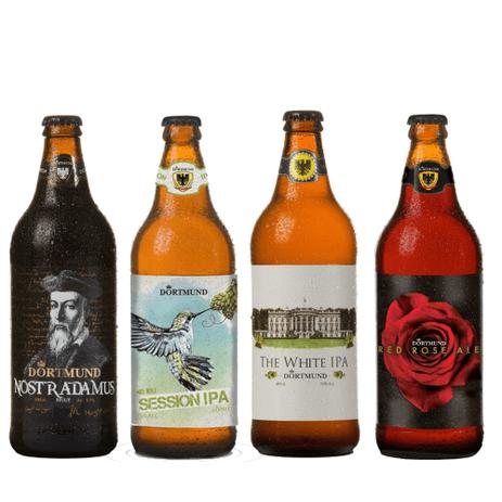 Kit Cerveja Artesanal Dortmund 4 Estilos Stout/ White Ipa/ Red/ Session Ipa Menor preço em Kit Cerveja Artesanal Dortmund 4 Estilos Stout/ White Ipa/ Red/ Session Ipa