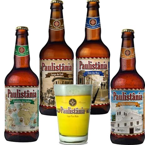 Kit Cerveja Artesanal Paulistania Ipa/ Stout/ Tripel/ Apa + Copo Menor preço em Kit Cerveja Artesanal Paulistania Ipa/ Stout/ Tripel/ Apa + Copo