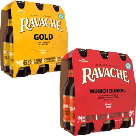 Kit Cerveja Artesanal Ravache 2 Estilos Gold e Munich Dunkel 355ml 12 Unidades Menor preço em Kit Cerveja Artesanal Ravache 2 Estilos Gold e Munich Dunkel 355ml 12 Unidades