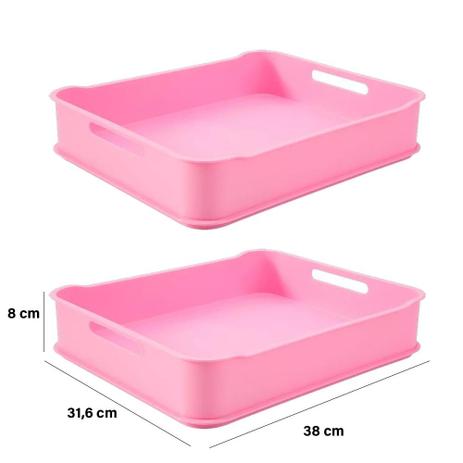Kit Cesta Fit Maxi 38 x 31,6 x 8cm 2 Peças Rosa Baby - Coza - Brinox Menor preço em Kit Cesta Fit Maxi 38 x 31,6 x 8cm 2 Peças Rosa Baby - Coza - Brinox