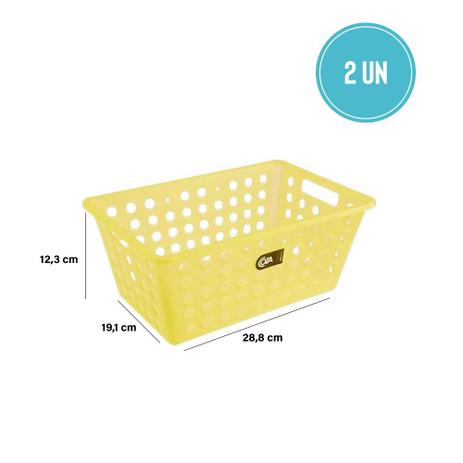 Kit Cesta Grande 28,8 x 19,1 x 12,3 cm 2 Peças Amarela - Coza - Brinox Menor preço em Kit Cesta Grande 28,8 x 19,1 x 12,3 cm 2 Peças Amarela - Coza - Brinox