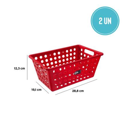 Kit Cesta Grande 28,8 x 19,1 x 12,3 cm 2 Peças Vermelha - Coza - Brinox Menor preço em Kit Cesta Grande 28,8 x 19,1 x 12,3 cm 2 Peças Vermelha - Coza - Brinox