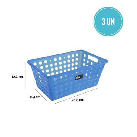 Kit Cesta Grande 28,8 x 19,1 x 12,3 cm 3 Peças Azul - Coza - Brinox Menor preço em Kit Cesta Grande 28,8 x 19,1 x 12,3 cm 3 Peças Azul - Coza - Brinox