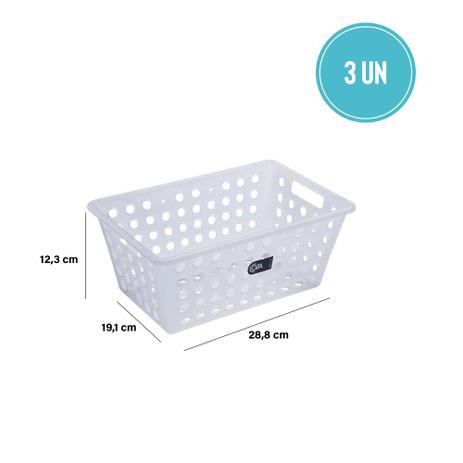Kit Cesta Grande 28,8 x 19,1 x 12,3 cm 3 Peças Branca - Coza - Brinox Menor preço em Kit Cesta Grande 28,8 x 19,1 x 12,3 cm 3 Peças Branca - Coza - Brinox