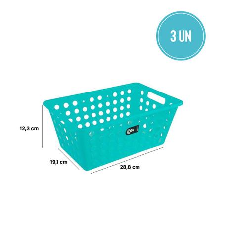 Kit Cesta Grande 28,8 x 19,1 x 12,3 cm 3 Peças Verde - Coza - Brinox Menor preço em Kit Cesta Grande 28,8 x 19,1 x 12,3 cm 3 Peças Verde - Coza - Brinox