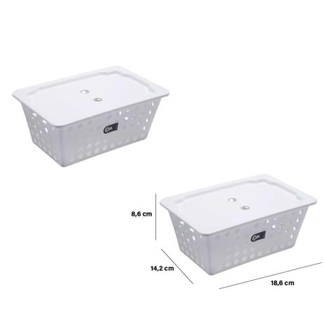 Kit Cesta Grande com Tampa 2 Peças Branca - Coza - Brinox Menor preço em Kit Cesta Grande com Tampa 2 Peças Branca - Coza - Brinox