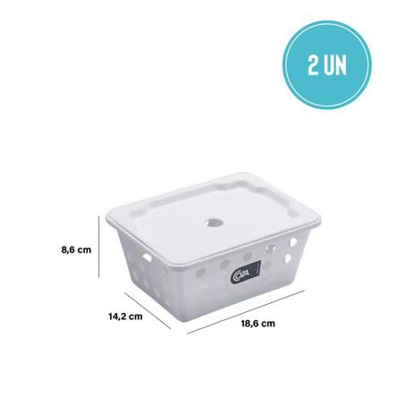 Kit Cesta Pequena com Tampa 2 Peças Branca - Coza - Brinox Menor preço em Kit Cesta Pequena com Tampa 2 Peças Branca - Coza - Brinox