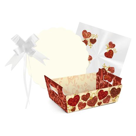 Kit Cesta Presente 18X13X7,5Cm Coração Vermelho - Cromus Menor preço em Kit Cesta Presente 18X13X7,5Cm Coração Vermelho - Cromus