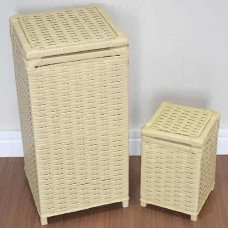 Kit Cesto Roupas 30x30x60 e Lixeira 20x20x30 Bege - Palha - Ateliê Isa é boa?