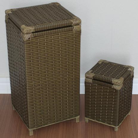 Kit Cesto Roupas 30x30x60 e Lixeira 20x20x30 Capuccino - Atelie isa Menor preço em Kit Cesto Roupas 30x30x60 e Lixeira 20x20x30 Capuccino - Atelie isa
