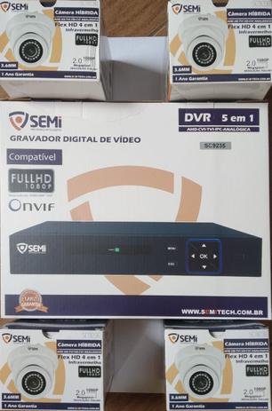 Kit Cftv 04 Câmeras Semi Flex HD 4 em 1 Dome 1080p Dvr 04 Canais Semi Menor preço em Kit Cftv 04 Câmeras Semi Flex HD 4 em 1 Dome 1080p Dvr 04 Canais Semi