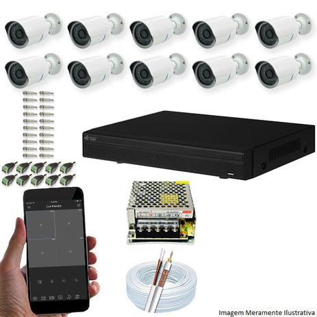 Kit Cftv 10 Câmeras AHD-M 720P 3,6MM Dvr 16 Canais Visionbras XVR 720p + ACESSORIOS Menor preço em Kit Cftv 10 Câmeras AHD-M 720P 3,6MM Dvr 16 Canais Visionbras XVR 720p + ACESSORIOS