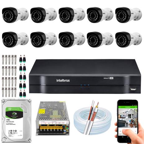 Kit Cftv 10 Câmeras Intelbras Vmh 1220b 2m Full Hd Mhdx 1016 Menor preço em Kit Cftv 10 Câmeras Intelbras Vmh 1220b 2m Full Hd Mhdx 1016