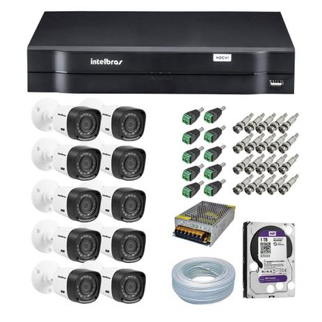 Kit CFTV 10 Câmeras Segurança 720P Intelbras VHD 1010B + Dvr Intelbras MHDX 1016 + Hd WD 1 Tera Purple + Acessórios Menor preço em Kit CFTV 10 Câmeras Segurança 720P Intelbras VHD 1010B + Dvr Intelbras MHDX 1016 + Hd WD 1 Tera Purple + Acessórios