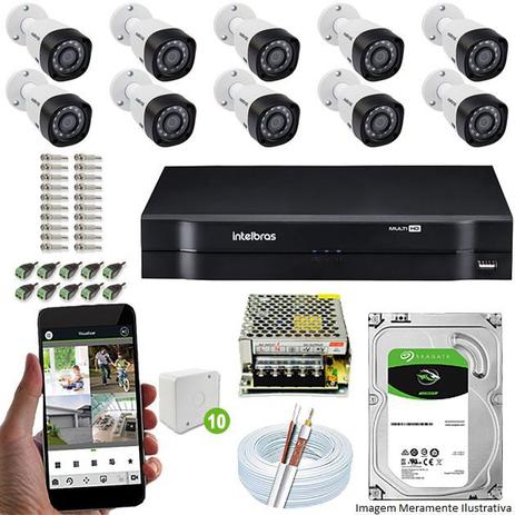 Kit Cftv 10 Câmeras VHD 3130B 720P 3,6mm DVR Intelbras MHDX 1116 + HD 1 TB Barracuda Menor preço em Kit Cftv 10 Câmeras VHD 3130B 720P 3,6mm DVR Intelbras MHDX 1116 + HD 1 TB Barracuda