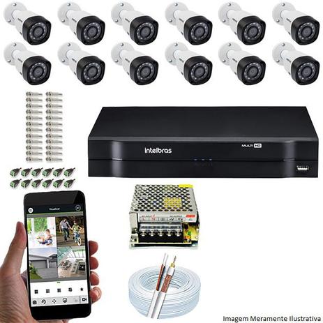 Kit Cftv 12 Câmeras VHD 1010B Bullet 720p Dvr 16 Canais Intelbras MHDX + ACESSÓRIOS Menor preço em Kit Cftv 12 Câmeras VHD 1010B Bullet 720p Dvr 16 Canais Intelbras MHDX + ACESSÓRIOS