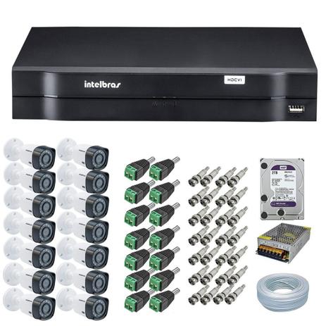 Kit CFTV 14 Câmeras Intelbras 720P VHD 3130B + Dvr Intelbras MHDX 1016 + HD WD 2 Tera Purple WD20PURX + Acessórios Menor preço em Kit CFTV 14 Câmeras Intelbras 720P VHD 3130B + Dvr Intelbras MHDX 1016 + HD WD 2 Tera Purple WD20PURX + Acessórios