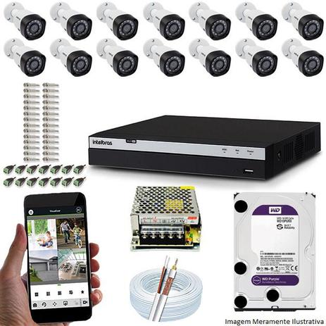 Menor preço em Kit Cftv 14 Câmeras VHD 1220B 1080P 3,6mm DVR Intelbras MHDX 3116 + HD 4TB WDP