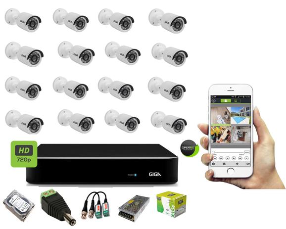 Kit Cftv 16 Câmeras de Segurança Bullet HD 720p Giga CS0013 20m+ DVR Giga Multi HD 16ch +Hd 1 tera Menor preço em Kit Cftv 16 Câmeras de Segurança Bullet HD 720p Giga CS0013 20m+ DVR Giga Multi HD 16ch +Hd 1 tera
