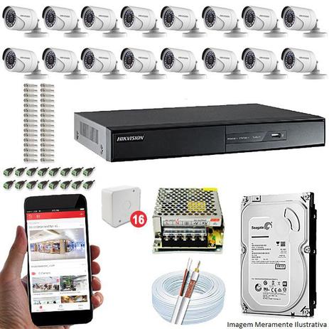 Kit CFTV 16 Câmeras Hikvision DVR 16 canais DS-7216 HD 1TB Menor preço em Kit CFTV 16 Câmeras Hikvision DVR 16 canais DS-7216 HD 1TB