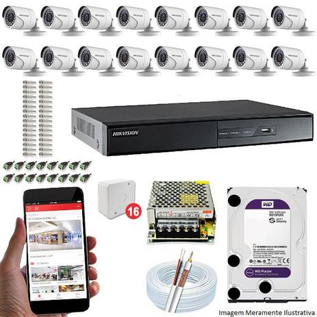 Kit CFTV 16 Câmeras Hikvision DVR 16 canais DS-7216 HD 2TB WD Menor preço em Kit CFTV 16 Câmeras Hikvision DVR 16 canais DS-7216 HD 2TB WD