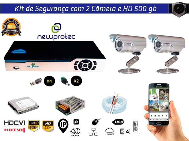 Kit Cftv 2 Câmeras Convencionais com Dvr 4ch 5x1 Full + Hd Hd500gb 100m Cabo Coaxial e Fonte 5A - Newprotec é boa?