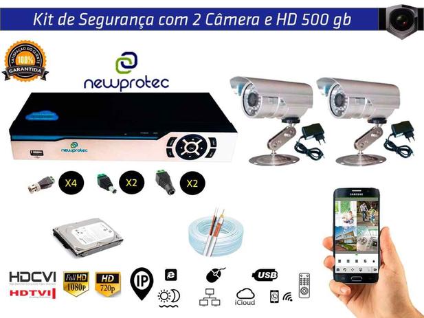 Kit Cftv 2 Câmeras Convencionais com Dvr 4ch 5x1 Full Hd + Hd500gb e 100m Cabo Coaxial - Newprotec é boa?