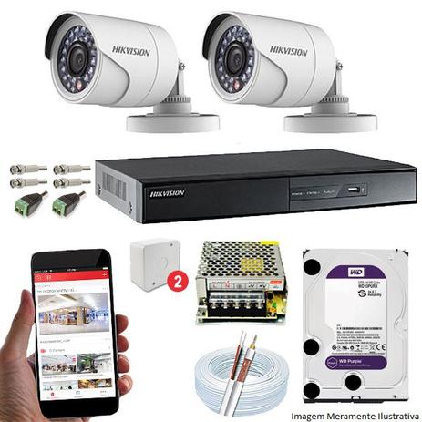 Kit CFTV 2 Câmeras Hikvision DVR 4 canais DS-7204 HD 1TB WD Menor preço em Kit CFTV 2 Câmeras Hikvision DVR 4 canais DS-7204 HD 1TB WD