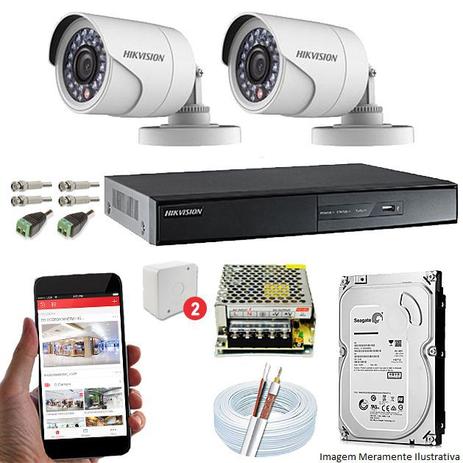 Kit CFTV 2 Câmeras Hikvision DVR 4 canais DS-7204 HD 2TB Menor preço em Kit CFTV 2 Câmeras Hikvision DVR 4 canais DS-7204 HD 2TB