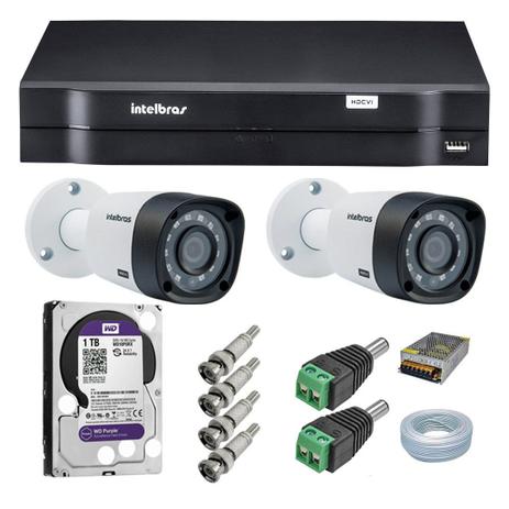 Kit CFTV 2 Câmeras Intelbras 720P VHD 3120B + Dvr Intelbras 1004 + HD WD 1 Tera Purple + Acessórios Menor preço em Kit CFTV 2 Câmeras Intelbras 720P VHD 3120B + Dvr Intelbras 1004 + HD WD 1 Tera Purple + Acessórios