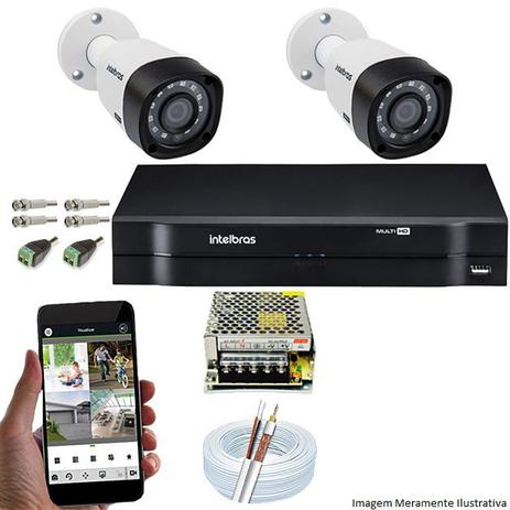 Kit Cftv 2 Câmeras VHD 1010B Bullet 720p Dvr 4 Canais Intelbras MHDX + CABO Menor preço em Kit Cftv 2 Câmeras VHD 1010B Bullet 720p Dvr 4 Canais Intelbras MHDX + CABO