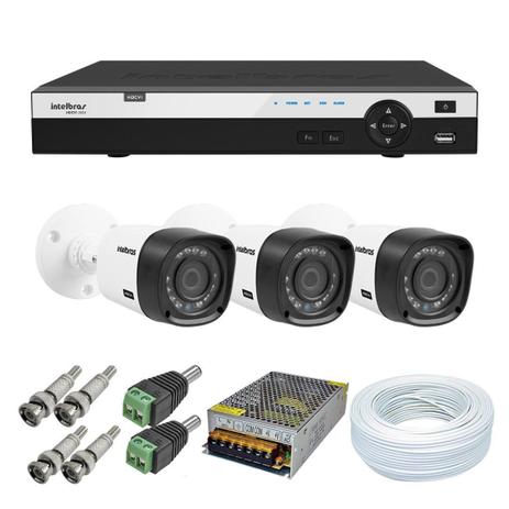 Kit CFTV 3 Câmeras de Segurança Intelbras 1080P VHD 1220B + Dvr Intelbras 3004 + Acessórios é boa?